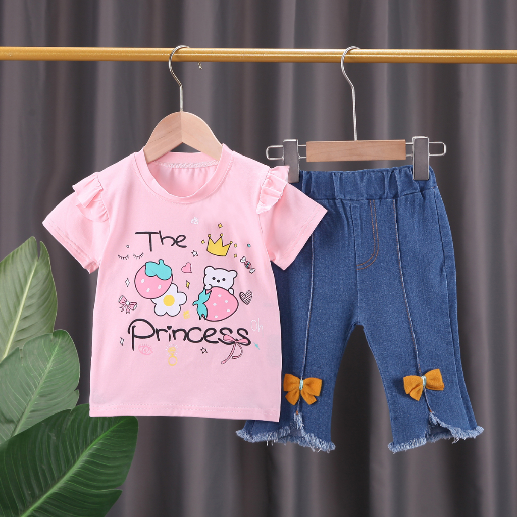 Đến Mới ✨ Set Đồ Xuân Thu Gồm Áo Khoác cotton Tay Dài Và Đầm Thời Trang Cho Bé Gái 1-6 Tuổi