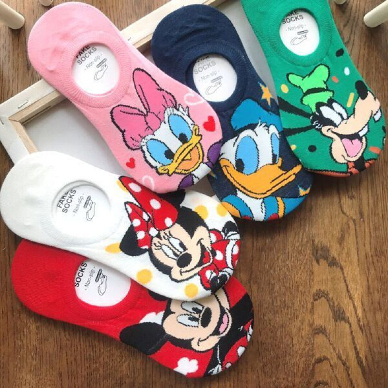 Vớ Cotton Cổ Thuyền Chống Trượt Họa Tiết Hoạt Hình Thời Trang Mùa Hè Cho Nữ