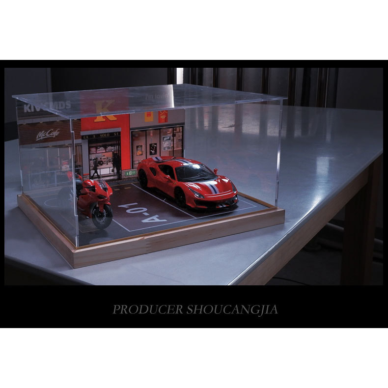 Mô Hình Xe Hơi Diorama Có Đèn LED Tỉ Lệ 1 / 24 Chất Lượng Cao