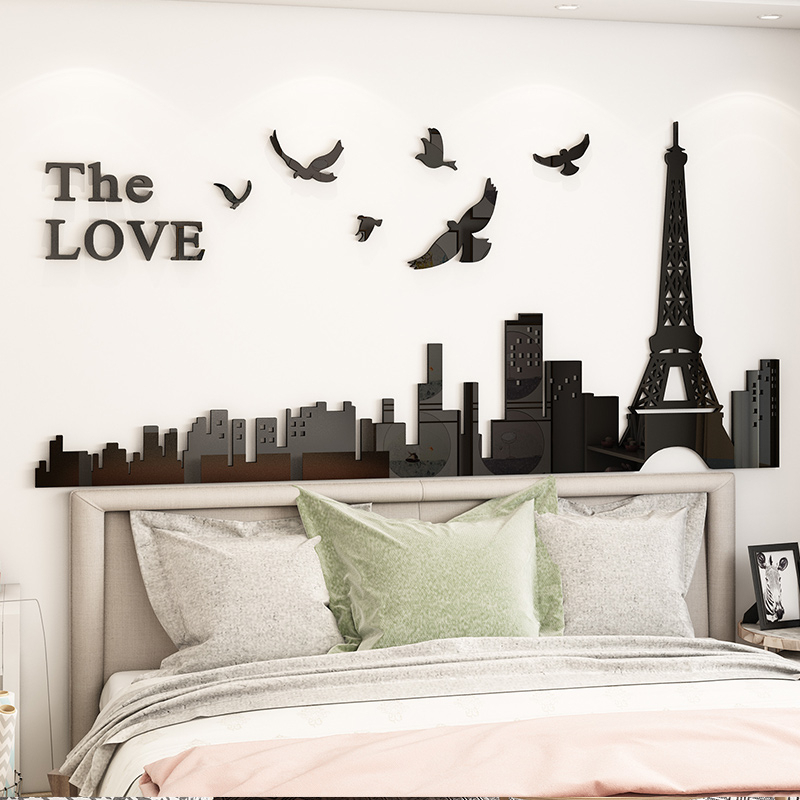 Xây dựng thành phố hiện đại bóng tranh mica ba chiều 3d acrylic dán tường trang trí phòng khách shop bố trí tường bức tranh tường