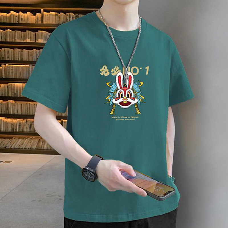 Áo Thun Tay Ngắn Cổ Tròn In Hình Thỏ Thời Trang Mùa Hè Hàng Mới Dành Cho Bạn Nam