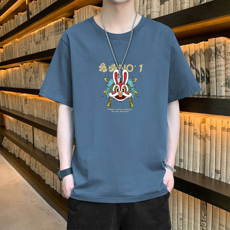 Áo Thun Tay Ngắn Cổ Tròn In Hình Thỏ Thời Trang Mùa Hè Hàng Mới Dành Cho Bạn Nam
