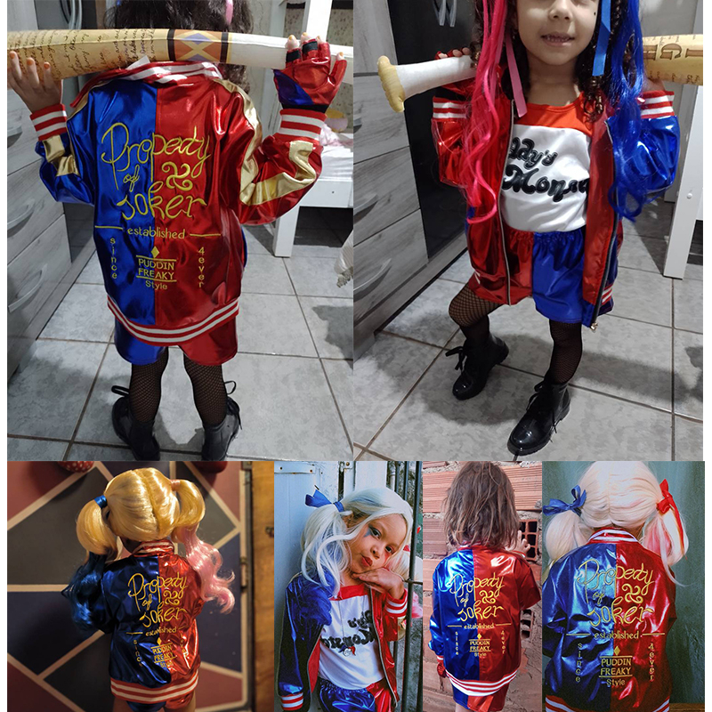 Harley Quinn cô gái trang phục trẻ em cosplay phù hợp Suicide Squad thêu dreamy trang phục sinh nhật