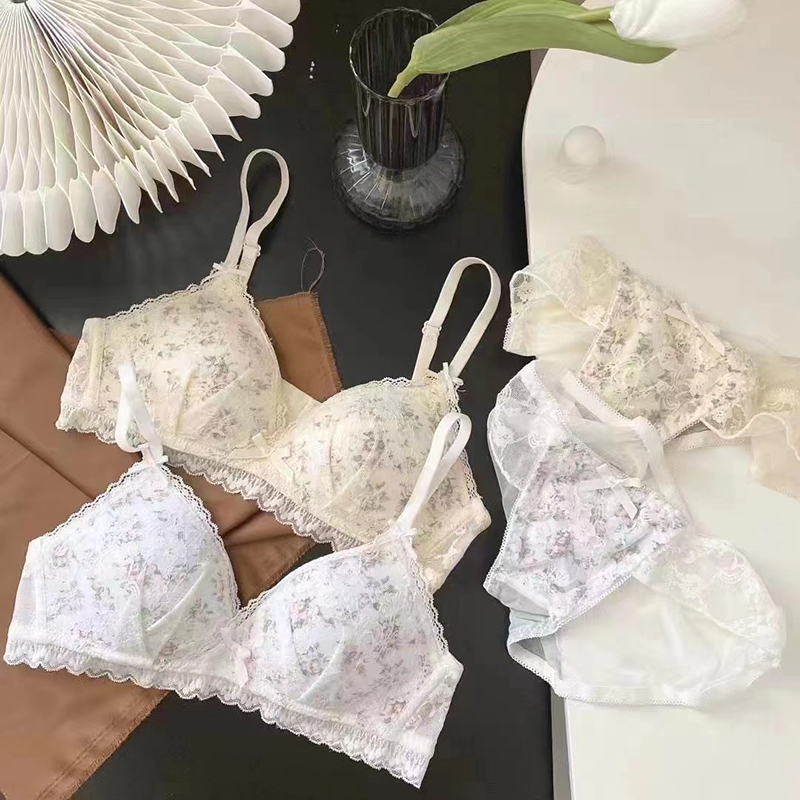 Set Áo Lót Nâng Ngực & Quần Lót Nữ Họa Tiết Ren Hoa Thoải Mái