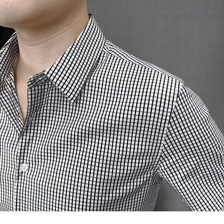 Áo Sơ Mi Nam Ca Rô Dài Tay Cổ Bẻ Thời Trang Hàn Mới 2023