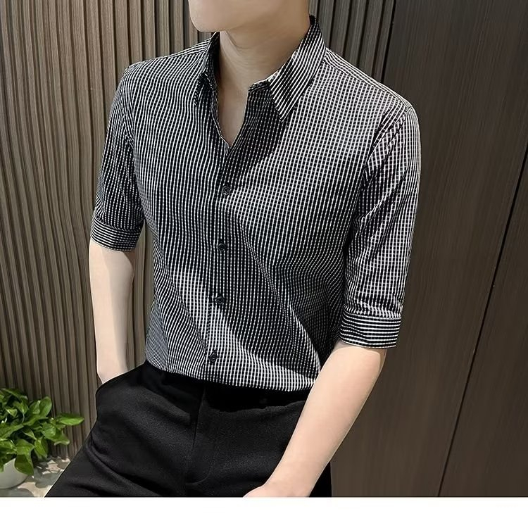 Áo Sơ Mi Nam Ca Rô Dài Tay Cổ Bẻ Thời Trang Hàn Mới 2023