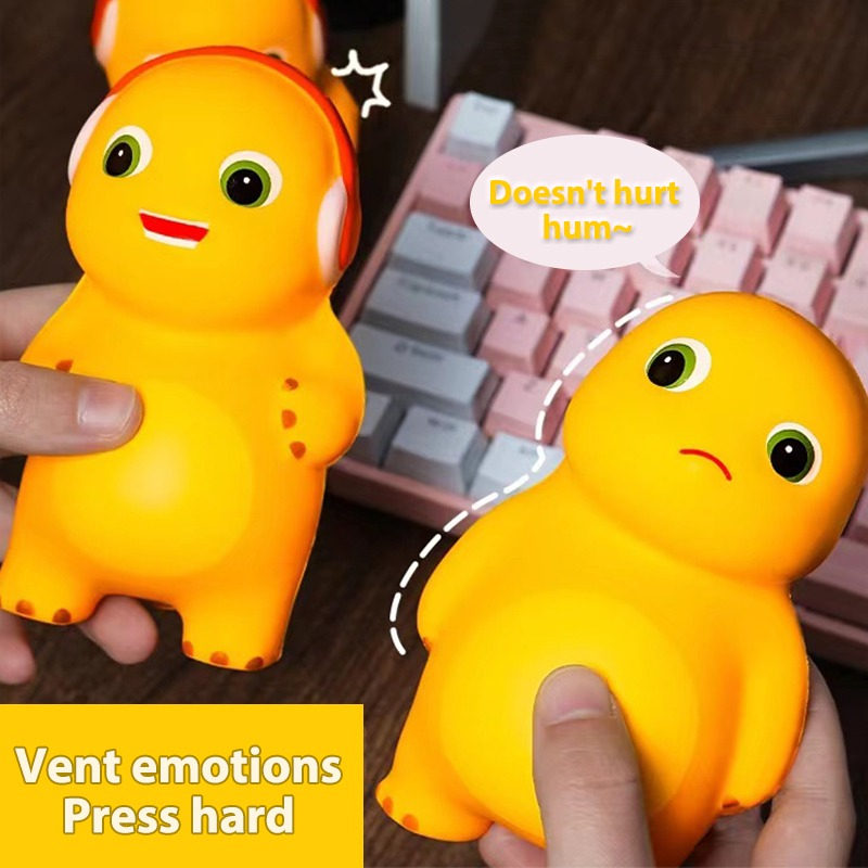 Đồ Chơi Nắn Bóp Đàn Hồi Giảm Stress Hình Khủng Long Màu Vàng Dễ Thương
