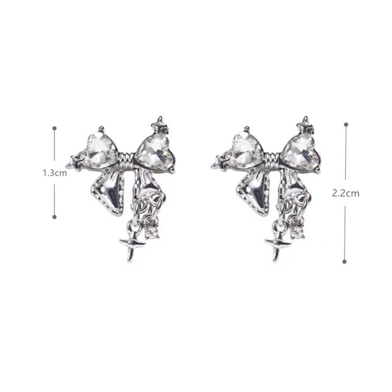 Bông Tai Hình Nơ Đính Đá Thời Trang Dành Cho Nữ