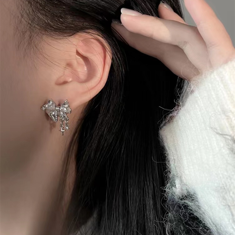 Bông Tai Hình Nơ Đính Đá Thời Trang Dành Cho Nữ