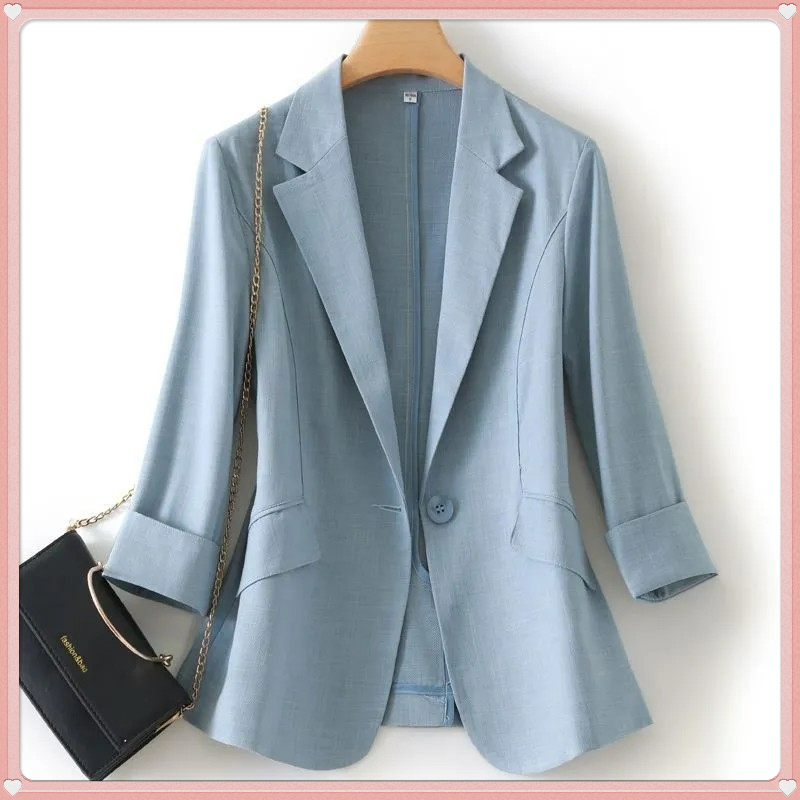 Áo Khoác Vest Ngắn Mỏng Ôm Eo Bằng Lụa Lạnh Cỡ Nhỏ Thời Trang Cho Nữ