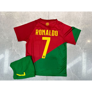  Bộ Quần Áo Bóng Đá Đội Tuyển Bồ Đào Nha Số 7 Ronaldo 2022 Cho Bé 