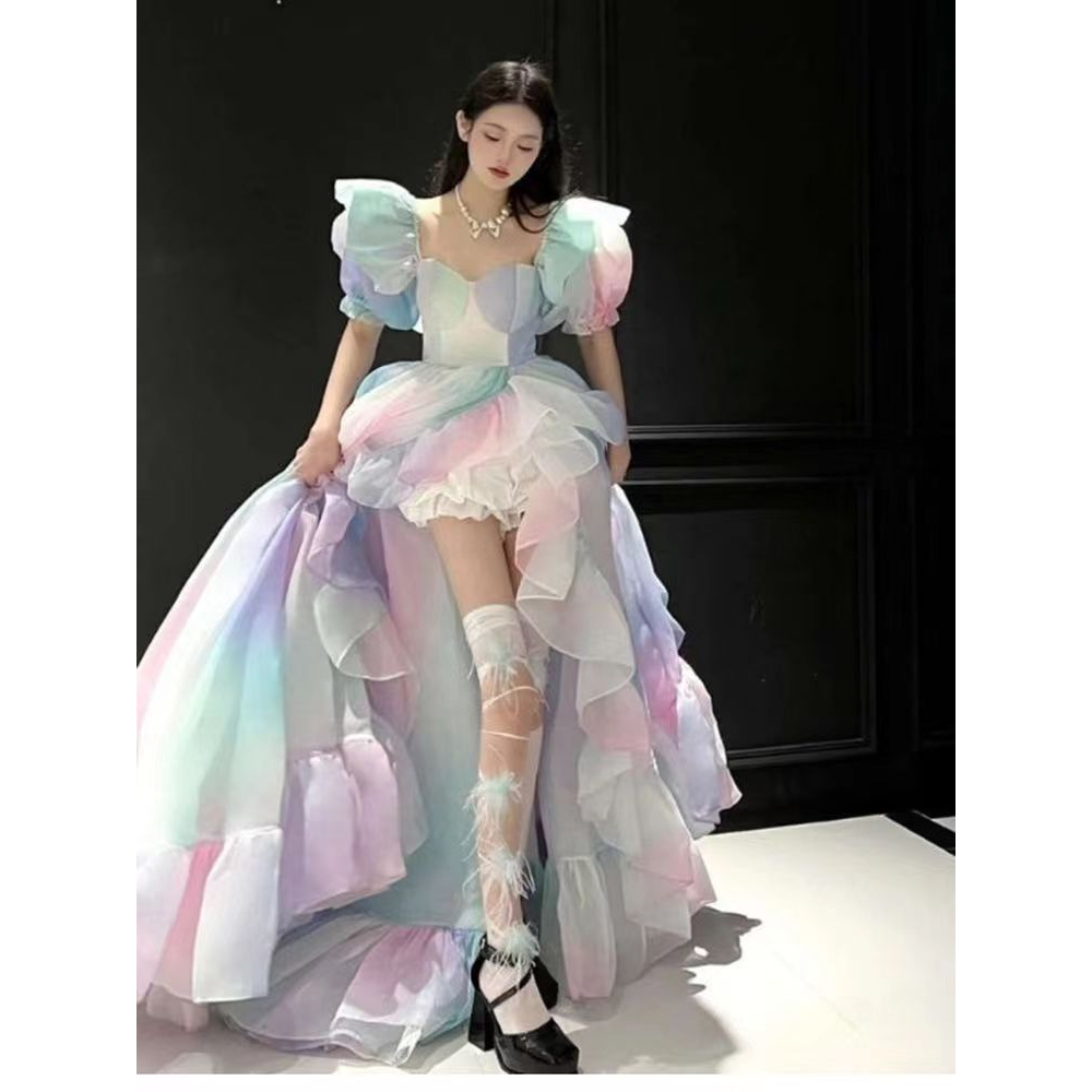 Váy công chúa Selkie Đầm Công Chúa In Họa Tiết Cầu Vồng Màu Hồng Dành Cho Nữ