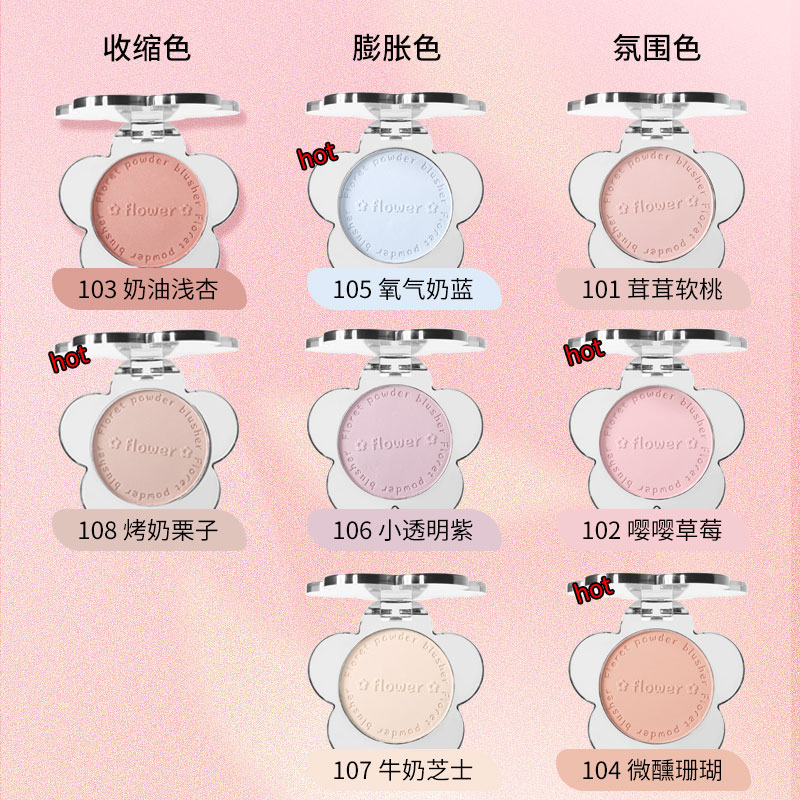 Bảng Phấn Má Hồng 6 Màu Lì Tím Lâu Trôi Không Thấm Nước Biya Floret D568888 D5688