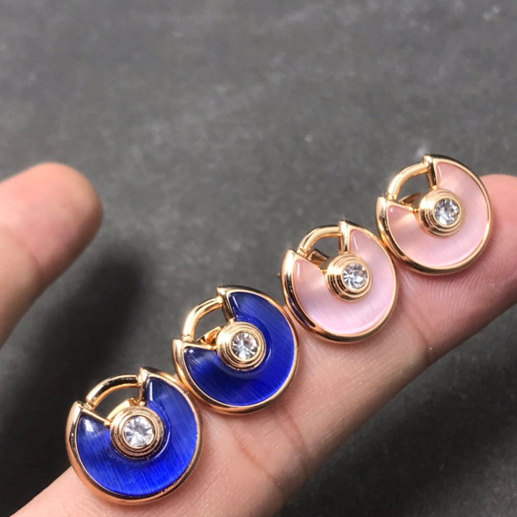 Khuyên Tai Bùa Hộ Mệnh Đính Đá Sapphire Xanh Lam Hồng Thời Trang Mới Năm 2023