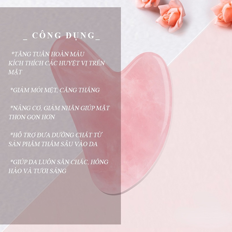 Cây Lăn Đá Thạch Anh Tự Nhiên Hình Trái Tim Dùng Mát Xa Mặt