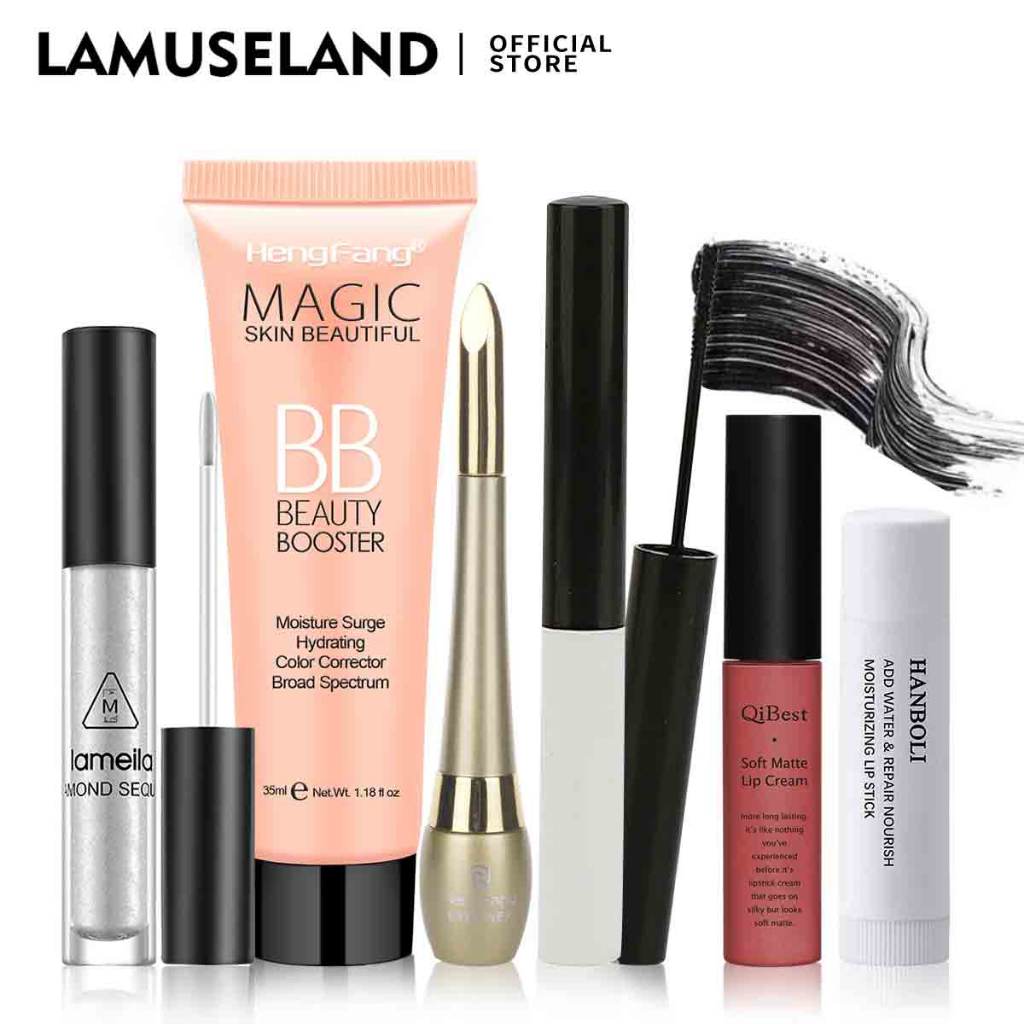 Set 6 Son Môi + Son Kem + Kem Bb + Phấn Mắt Dạng Lỏng + Mascara 2 Trong 1 LAMUSELAND