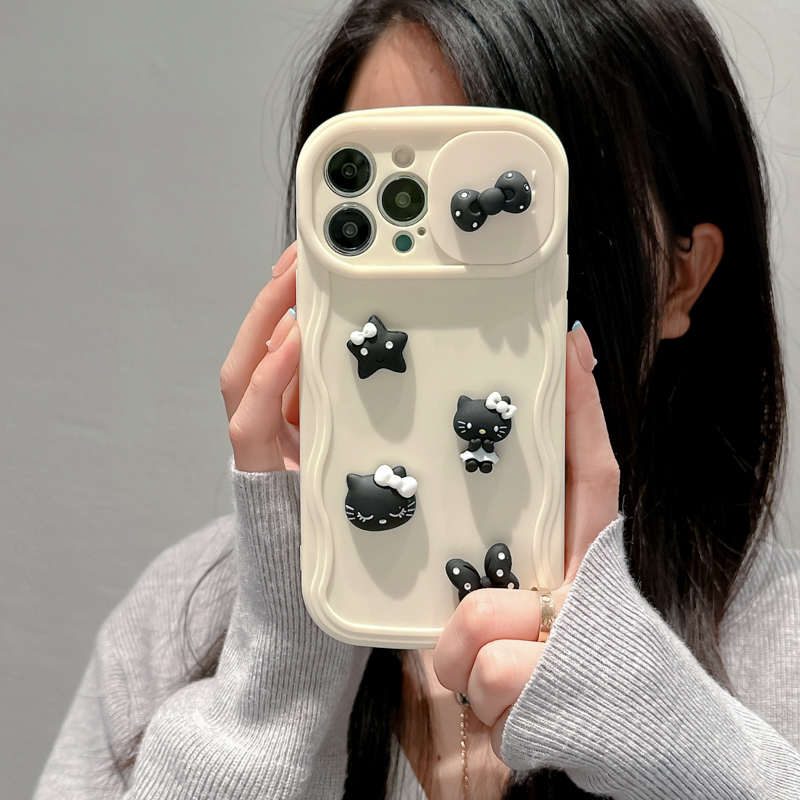 Ốp Điện Thoại Họa Tiết Hello Kitty Gắn Cửa Sổ Có Thanh Trượt Sáng Tạo Cho iPhone 11 13 12 PRO MAX14 PRO 14 PRO MAX