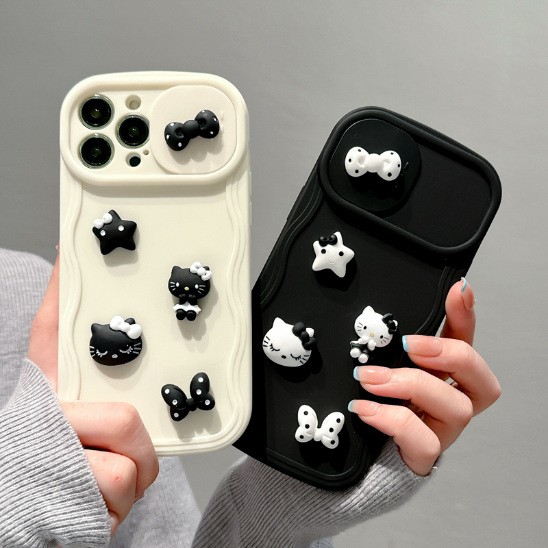 Ốp Điện Thoại Họa Tiết Hello Kitty Gắn Cửa Sổ Có Thanh Trượt Sáng Tạo Cho iPhone 11 13 12 PRO MAX14 PRO 14 PRO MAX
