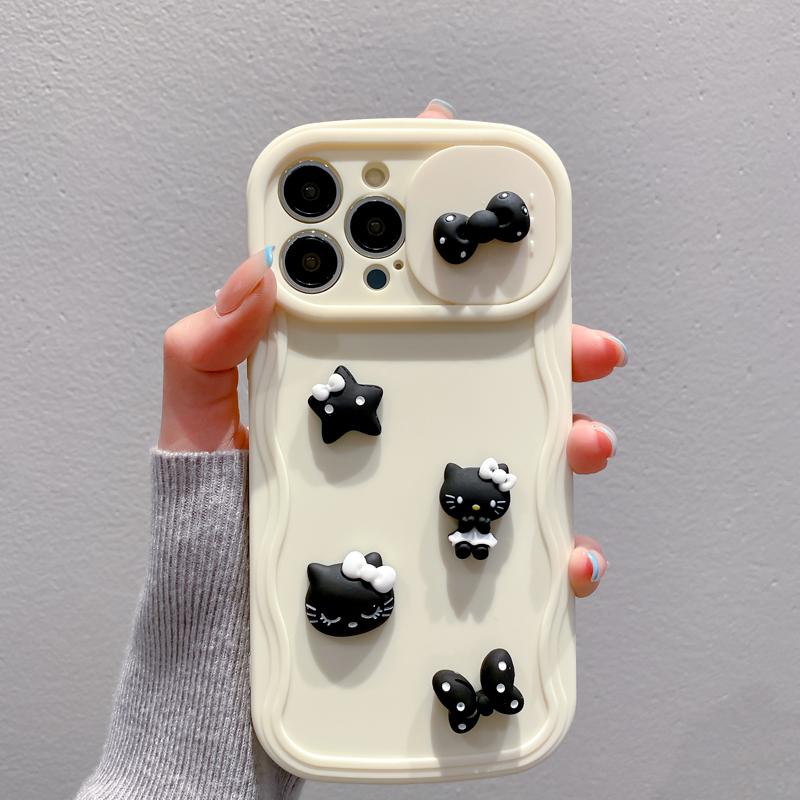 Ốp Điện Thoại Họa Tiết Hello Kitty Gắn Cửa Sổ Có Thanh Trượt Sáng Tạo Cho iPhone 11 13 12 PRO MAX14 PRO 14 PRO MAX