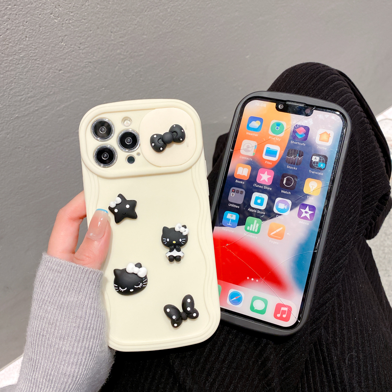Ốp Điện Thoại Họa Tiết Hello Kitty Gắn Cửa Sổ Có Thanh Trượt Sáng Tạo Cho iPhone 11 13 12 PRO MAX14 PRO 14 PRO MAX