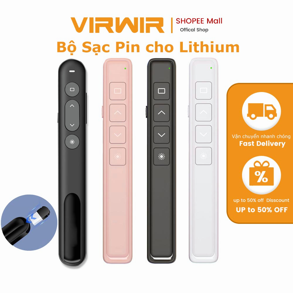 VIRWIR Bút Trình Chiếu powerpoint lật trang không dây laser cổng USB 2.4GHz tiện lợi