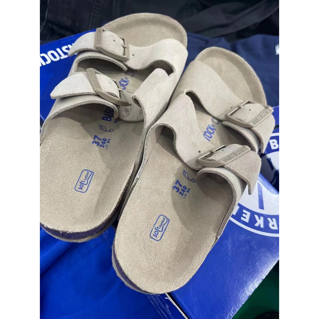 Dép Sandal Birkenstock ARIZONA Chất Liệu Da Lộn Phối Hai Khóa Thời Trang Mùa Hè Cho Cặp Đôi