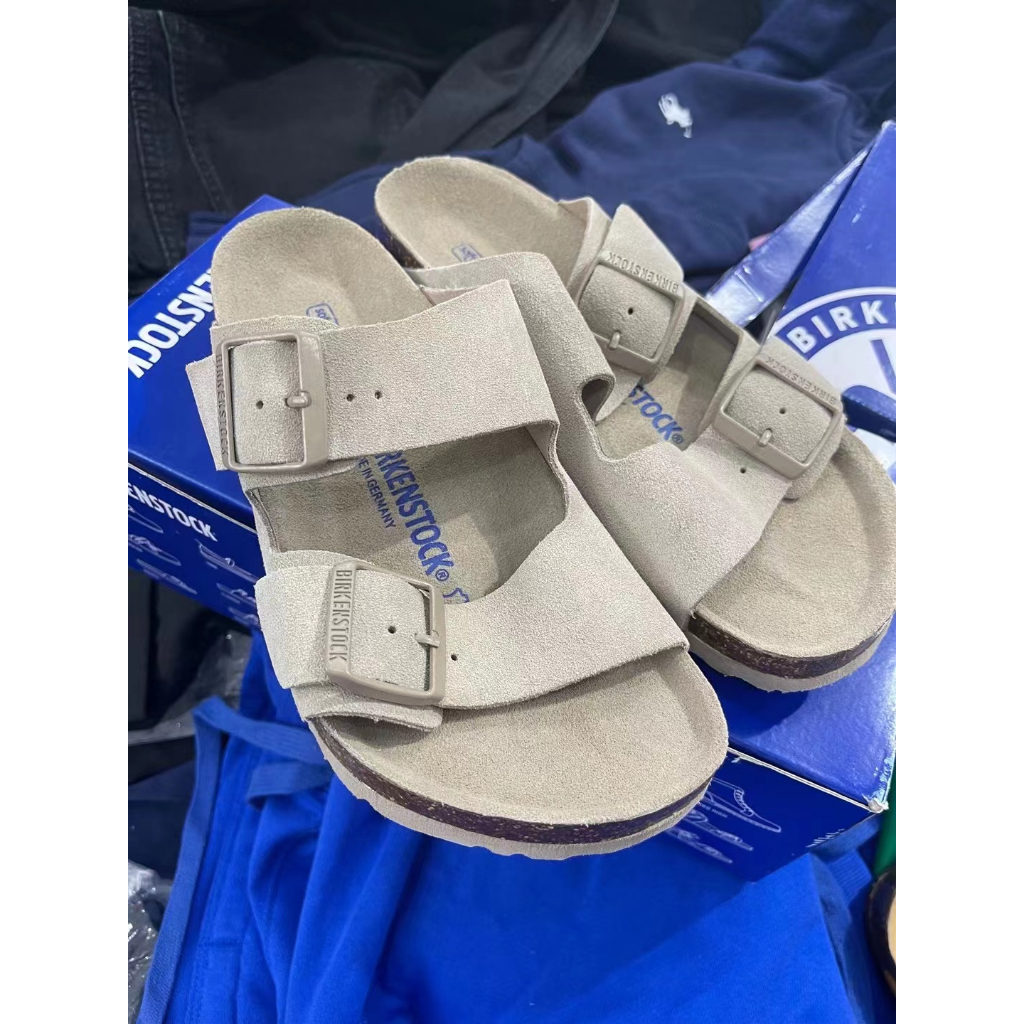 Dép Sandal Birkenstock ARIZONA Chất Liệu Da Lộn Phối Hai Khóa Thời Trang Mùa Hè Cho Cặp Đôi