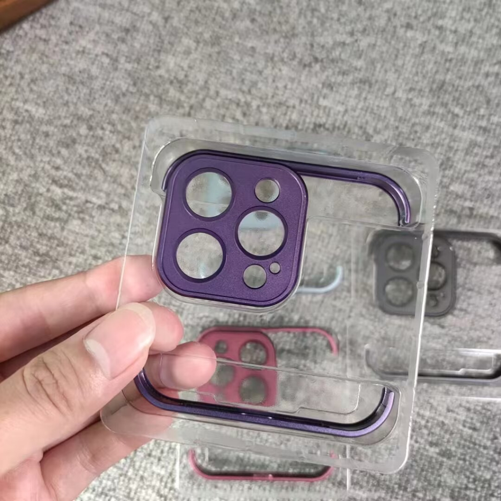 Ốp Điện Thoại Hợp Kim Nhôm Không Viền Kèm Miếng Dán Bảo Vệ lens Cho iPhone 14 12 13 pro max