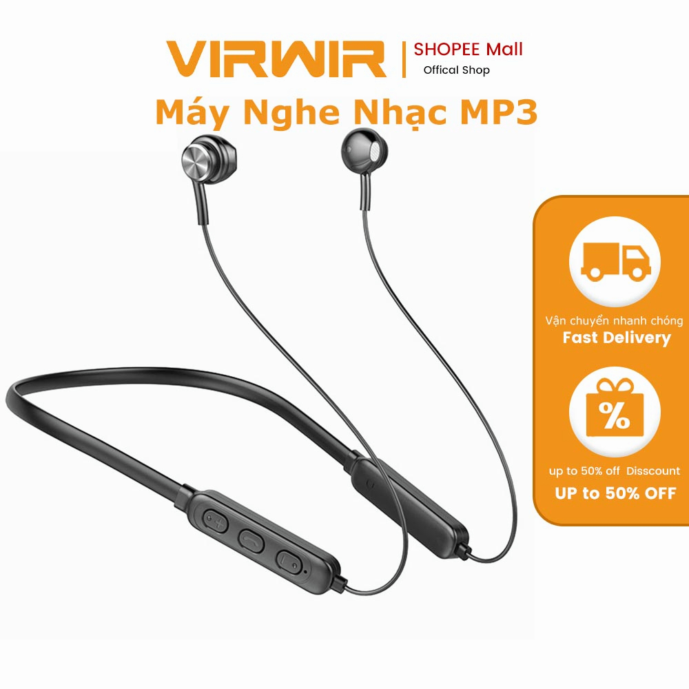 Tai nghe VIRWIR bluetooth không dây đeo cổ từ tính chống nước có micro loại bỏ tiếng ồn cao cấp