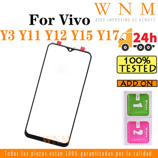 Dành cho vivo y3 y11 y12 y15 y17 bảng điều khiển màn hình cảm ứng lcd số hóa ngoại thất cảm biến kính mặt trước bảng điều khiển cảm biến
