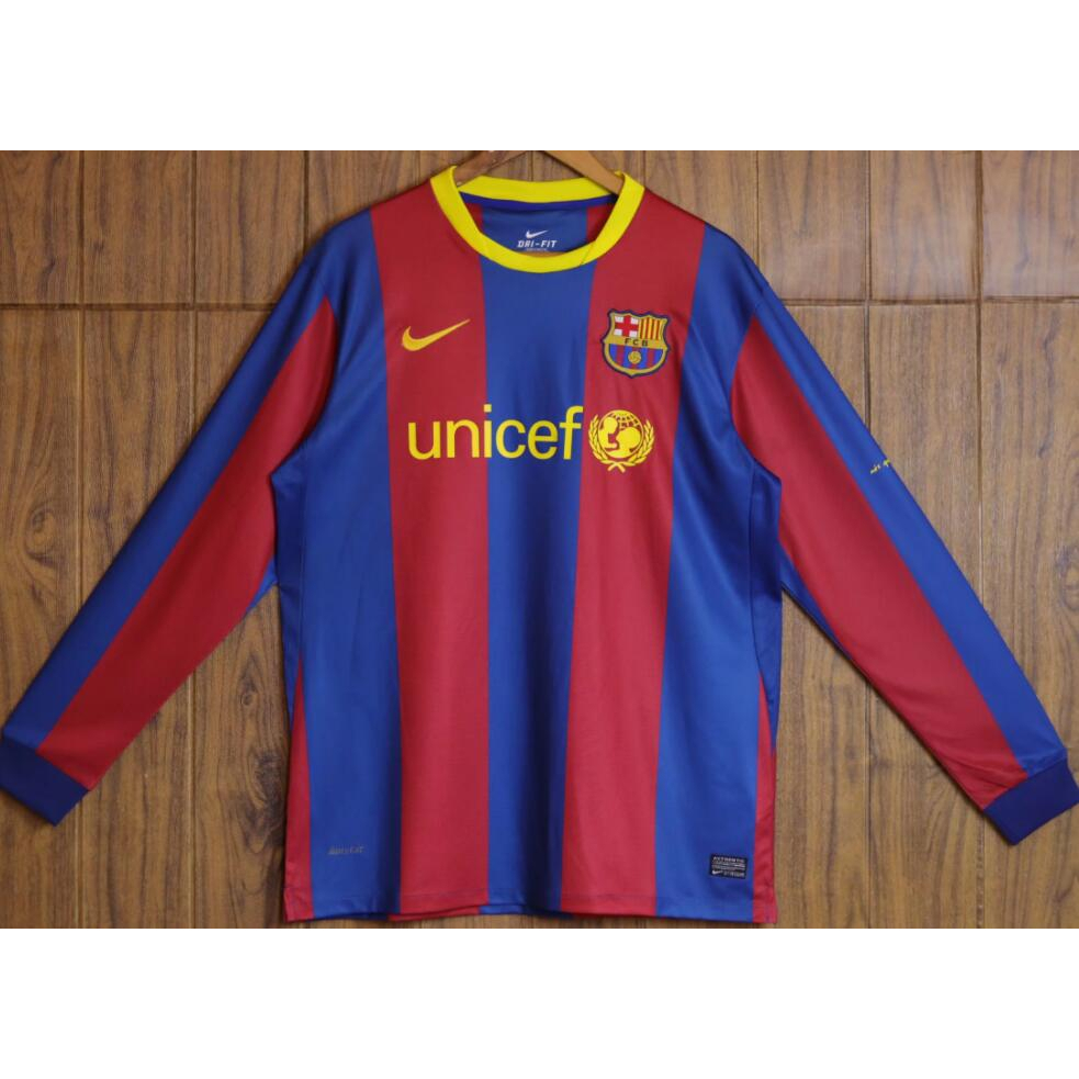 10-11 bóng đá barcelona trang chủ retro áo bóng đá phiên bản áo bóng đá áo dài tay