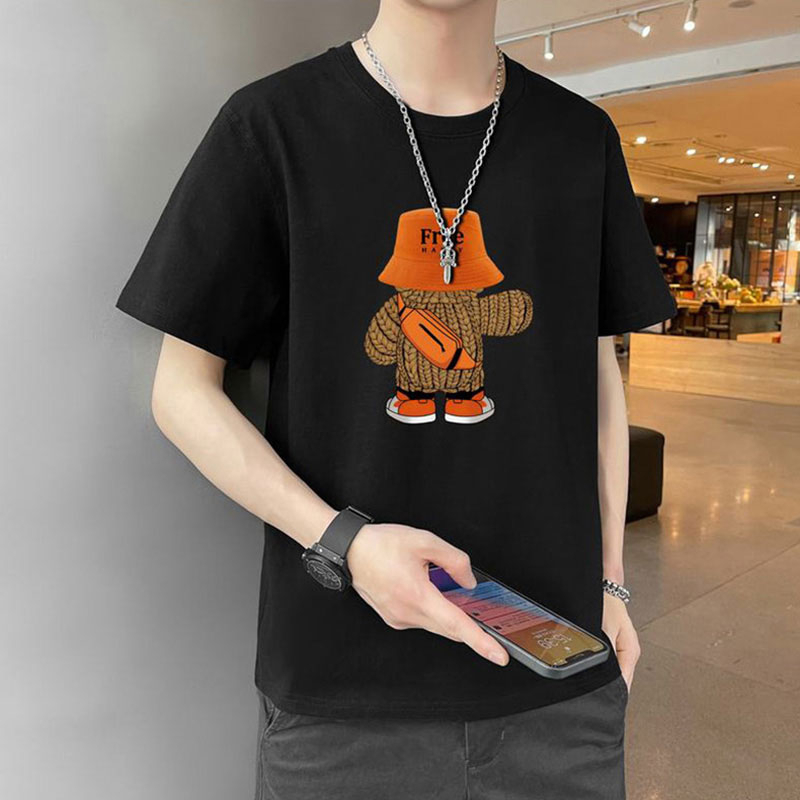 Áo Thun Tay Ngắn Cổ Tròn In Họa Tiết Phong Cách Hàn Quốc Cho Nam Size M-4XL