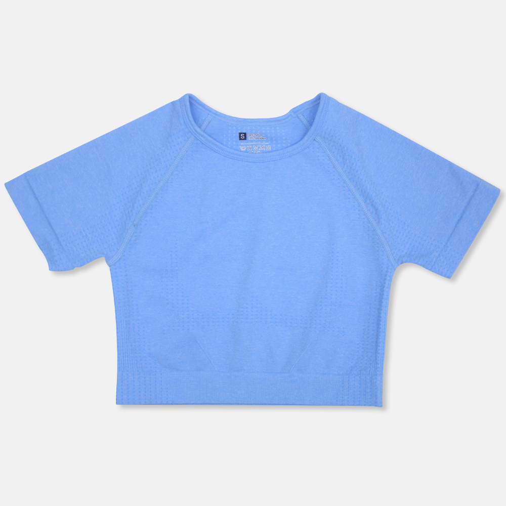 Áo Croptop Dệt Kim Tay Ngắn Không Đường May Thời Trang Tập Yoga / Chạy Bộ