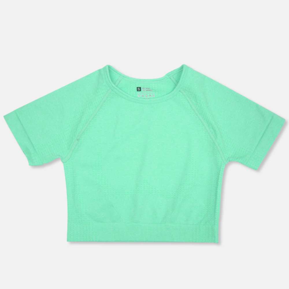 Áo Croptop Dệt Kim Tay Ngắn Không Đường May Thời Trang Tập Yoga / Chạy Bộ