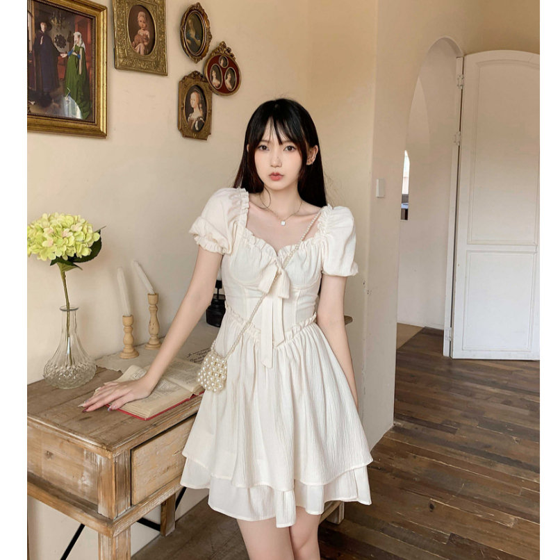 Đầm MINIMALIST LABO tay phồng phong cách Pháp cho nữ