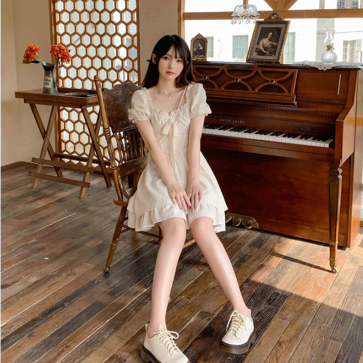 Đầm MINIMALIST LABO tay phồng phong cách Pháp cho nữ