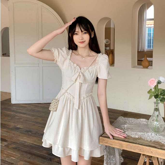 Đầm MINIMALIST LABO tay phồng phong cách Pháp cho nữ