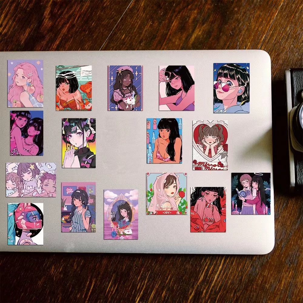 Cartoon Girl Stickers Miếng Dán Chống Thấm Nước Họa Tiết Hoạt Hình Trang Trí Laptop / Điện Thoại / Va Li