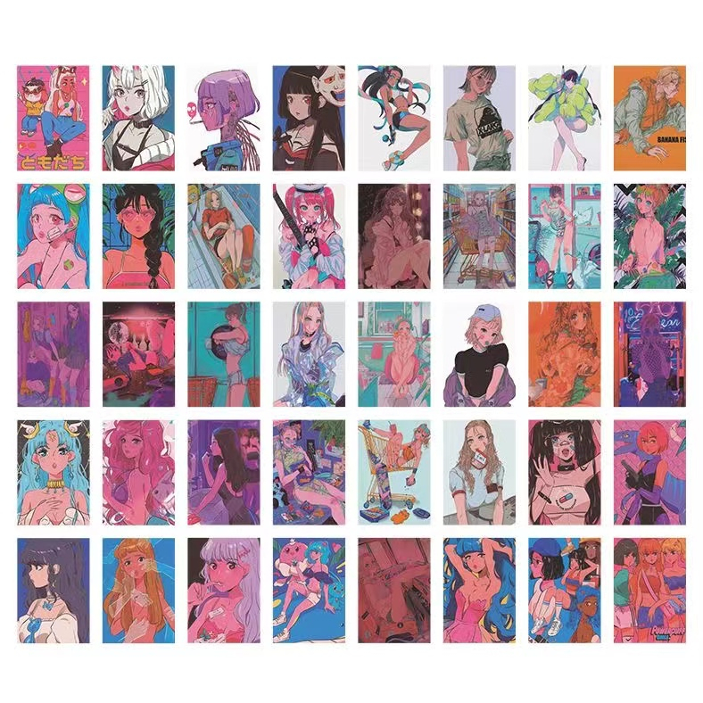 Cartoon Girl Stickers Miếng Dán Chống Thấm Nước Họa Tiết Hoạt Hình Trang Trí Laptop / Điện Thoại / Va Li