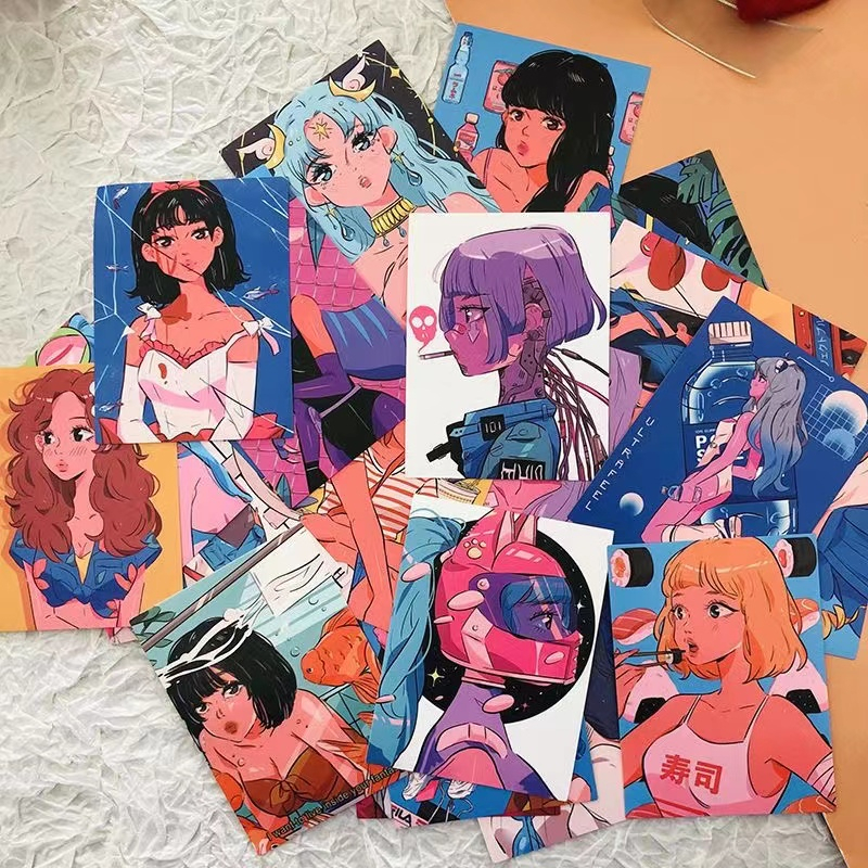 Cartoon Girl Stickers Miếng Dán Chống Thấm Nước Họa Tiết Hoạt Hình Trang Trí Laptop / Điện Thoại / Va Li