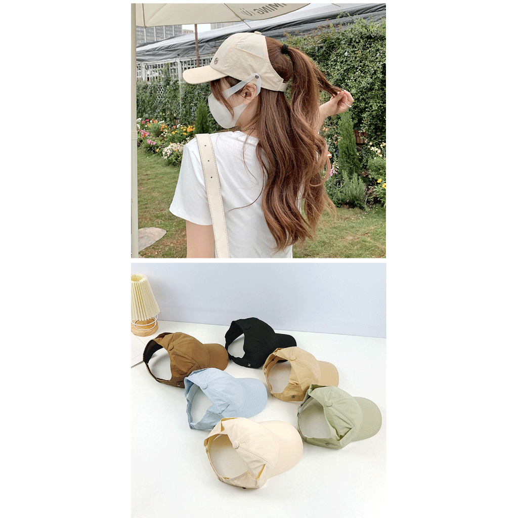 Mũ Lưỡi Trai Chống Nắng Mùa Hè Nhanh Khô Phối Dây Buộc Tóc Đuôi Ngựa Có Thể Treo Cho Nữ