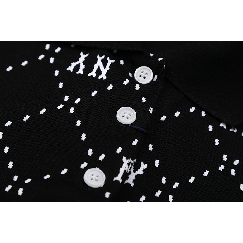 ❤❀  ❤ Mới Đầm Cotton Ngắn Tay Cổ Polo Thêu Họa Tiết MLB NY Thời Trang