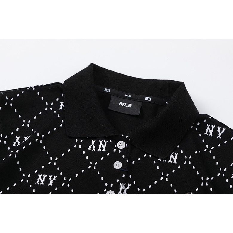 ❤❀  ❤ Mới Đầm Cotton Ngắn Tay Cổ Polo Thêu Họa Tiết MLB NY Thời Trang