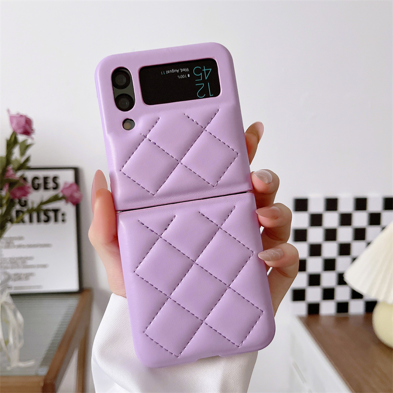 Ốp Điện Thoại Da Nắp Gập Họa Tiết Kẻ Ô Chống Sốc Phong Cách Hàn Quốc Cho Samsung Galaxy Z Flip 4 3 Flip4