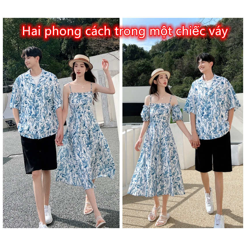 Áo Sơ Mi Tay Ngắn In Hình Phong Cách Đi Biển Mùa Hè 2023 Cho Cặp Đôi