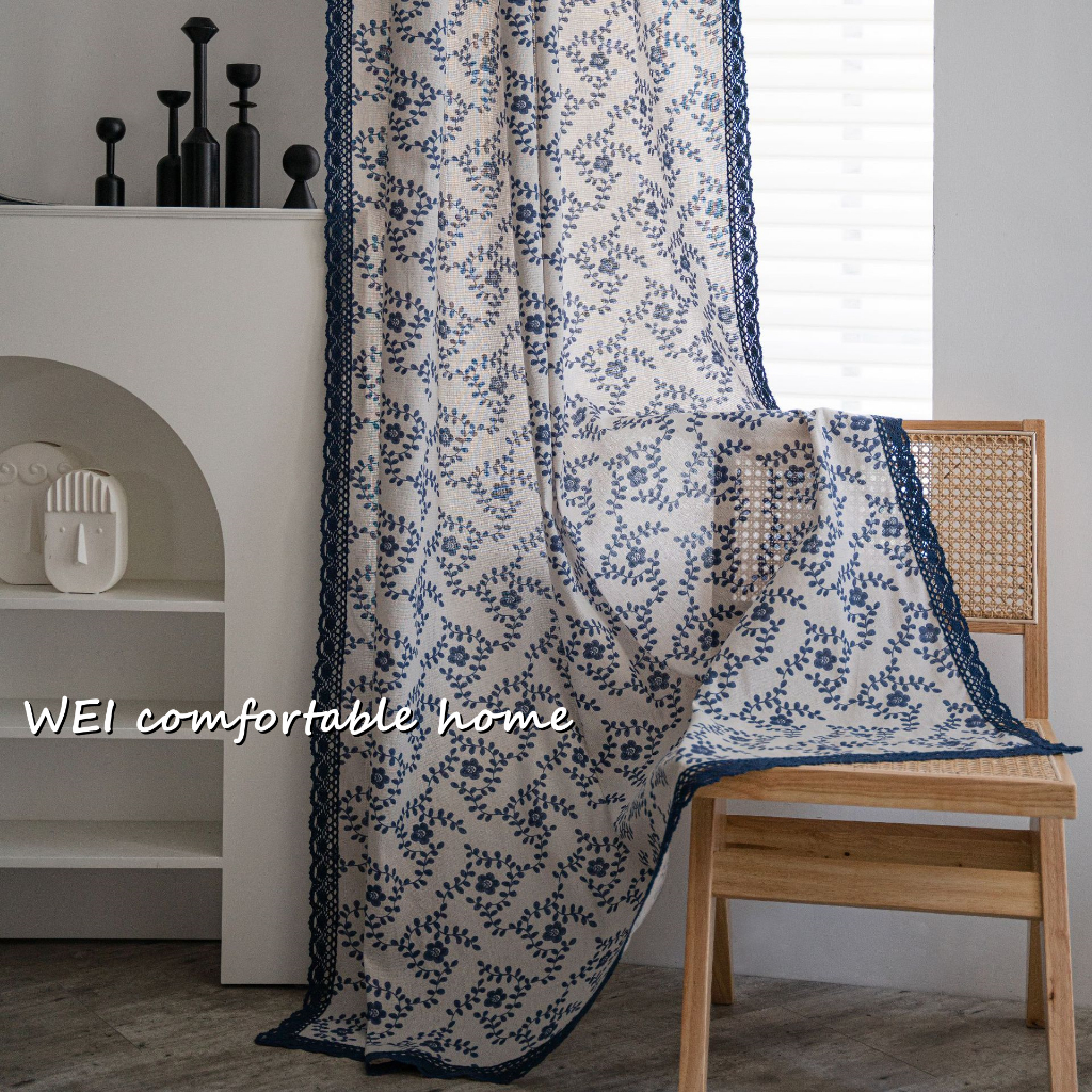 Rèm Cửa Bán Trong Suốt Bằng Cotton Lanh In Họa Tiết Có Thể Tùy Chỉnh Cho Nhà Bếp