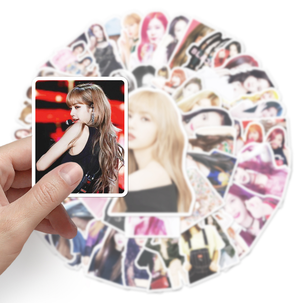 Set 50 Miếng Dán Trang Trí Xe Hơi / Nhà Cửa Chống Thấm Nước Họa Tiết Vui Nhộn Màu Đen / Hồng DIY