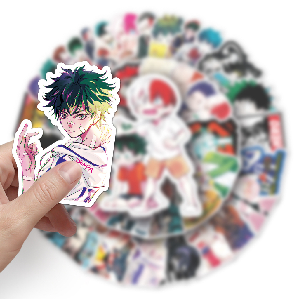 Bộ 50 Miếng Dán Chống Thấm Nước Hình My Hero Academia Vui Nhộn Trang Trí Xe Hơi / Nhà Cửa
