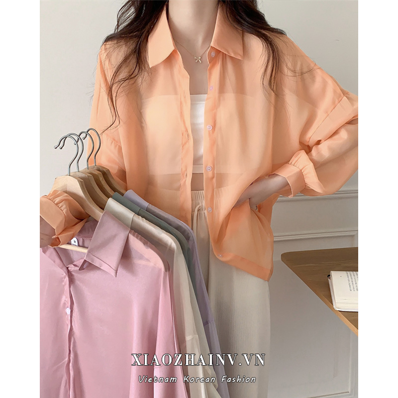 Xiaozhainv Áo Sơ Mi Chống Nắng Tay Dài Dáng Rộng Phong Cách Hàn Quốc Thời Trang Cho Nữ