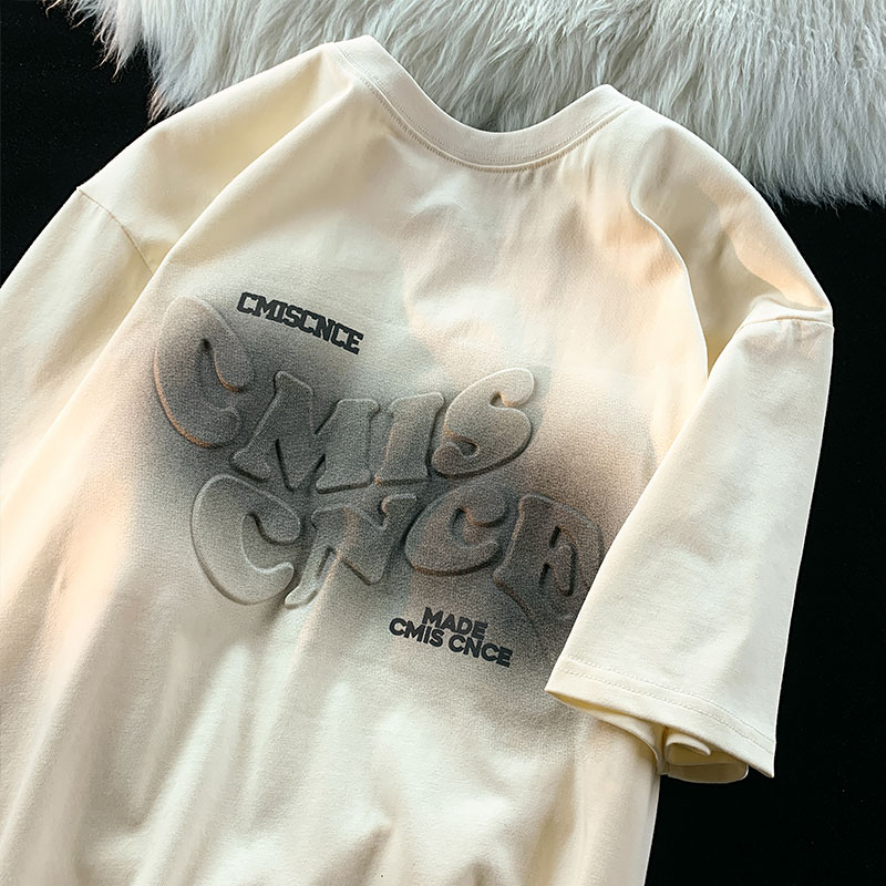 Áo Thun 100% Cotton Tay Ngắn Cổ Tròn In Nổi Họa Tiết Thời Trang Hàn Quốc Cho Nữ